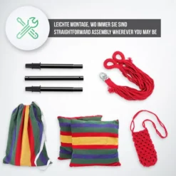 MIADOMODO® Chaise Hamac - Max. 150 Kg, Coussins Amovibles, Barre D'Écartement En Acier, Multicolore - Fauteuil Suspendu, Siège, Balançoire, De Jardin, Balcon, Patio, Intérieur/Extérieur -Promos Jardin Lumi Magasin 97945773 3