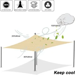 Voile D'ombrage Rectangulaire 2.5x3m Respirant Toile Ombrage Une Protection Des Rayons UV Pour Patio Jardin, Terrasse,Extérieur,Balcon, Couleur Gris -Promos Jardin Lumi Magasin 98045726 5