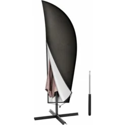 Housse De Protection Pour Parasol De Jardin De 265 Cm En Tissu Oxford Imperméable, Couleur Noire A
