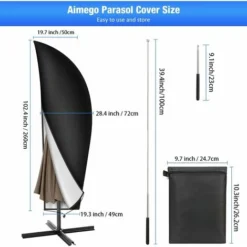 Housse De Protection Pour Parasol De Jardin De 265 Cm En Tissu Oxford Imperméable, Couleur Noire A -Promos Jardin Lumi Magasin 98189743 4