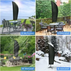 Housse De Protection Pour Parasol De Jardin De 265 Cm En Tissu Oxford Imperméable, Couleur Noire A -Promos Jardin Lumi Magasin 98189743 5