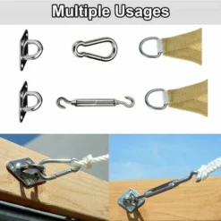 Kit De Fixation Pour Voile D'Ombrage, 44 Pcs Inoxydable Kit De Montage Fixations D'ombrage De Voile, Kit Accessoires De Fixation De Matériel Pour Auvents Carrés Rectangle Et Triangulaires -Promos Jardin Lumi Magasin 98863826 4