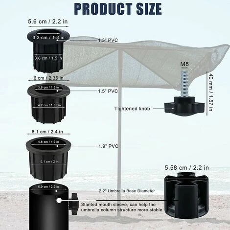 Rechange Pour Porte-Parapluie, Bouchon Cache Trou Avec Bouton Étoile INOX M8 Accessoires Parasol Accessoires Pied Parasol Pour Table De Terrasse Balcon Arrière-Cour (Noir 12pcs) 2 Rechange Pour Porte-Parapluie, Bouchon Cache Trou Avec Bouton Étoile INOX M8 Accessoires Parasol Accessoires Pied Parasol Pour Table De Terrasse Balcon Arrière-Cour (Noir 12pcs) – Image 2