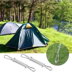 4PCS Ressort Voile D'Ombrage Et 8PCS Petit Mousqueton, Fixation Voile D'Ombrage Boucle Corde Ressort Pour Tente Camping En Plein Air Randonnée Voyage Pique-Nique -Promos Jardin Lumi Magasin 99448303 4