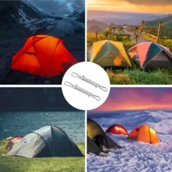 4PCS Ressort Voile D'Ombrage Et 8PCS Petit Mousqueton, Fixation Voile D'Ombrage Boucle Corde Ressort Pour Tente Camping En Plein Air Randonnée Voyage Pique-Nique -Promos Jardin Lumi Magasin 99448303 5