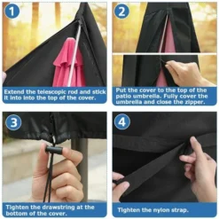 Housse De Protection De Parasol, 280 X 30 X 81/46 Cm Imperméable Résistant Avec Fermeture Éclair Pour Parasol De 2 à 4 M Résistante Et Durable Pour Parasol Déporté -Promos Jardin Lumi Magasin 99466971 3