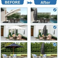 Housse De Protection De Parasol, 280 X 30 X 81/46 Cm Imperméable Résistant Avec Fermeture Éclair Pour Parasol De 2 à 4 M Résistante Et Durable Pour Parasol Déporté -Promos Jardin Lumi Magasin 99466971 5